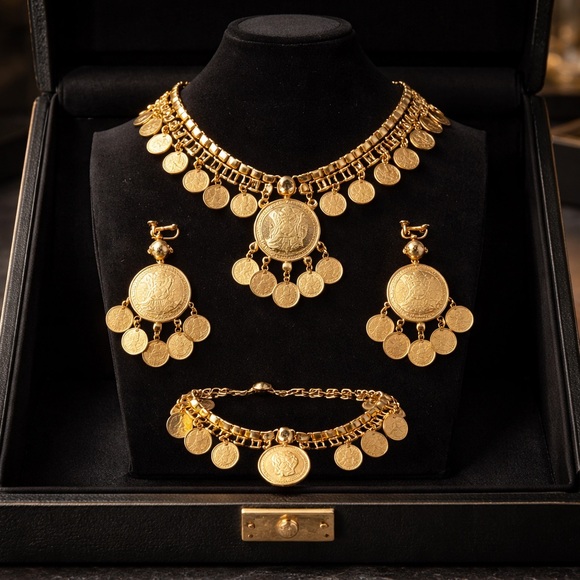 Miriam Haskell Jewelry - Miriam Haskell Vintage Gold Coin Necklace Set